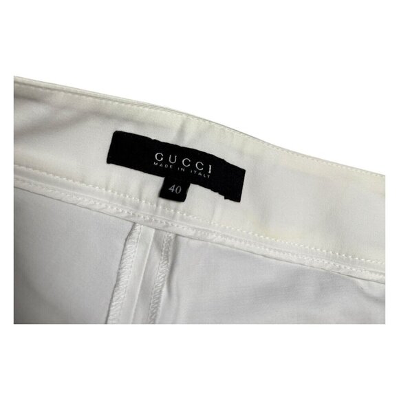 GUCCI Vintage Y2K 2005 Luxury Designer Straight Leg White Pants Size 4 Small - Picture 2 of 6